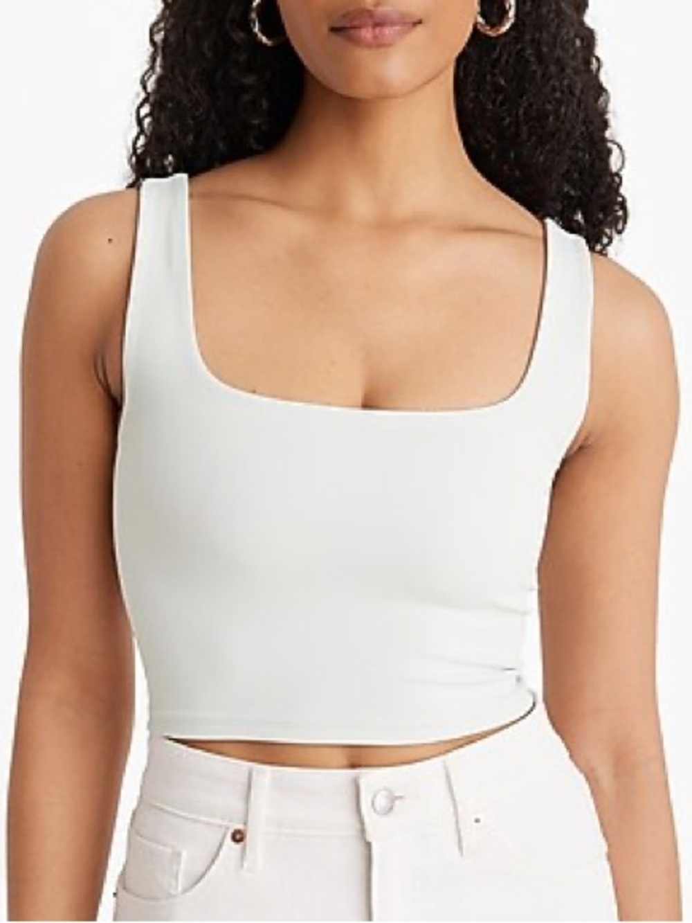 American Eagle White Twist Back Crop Tank Top Size S